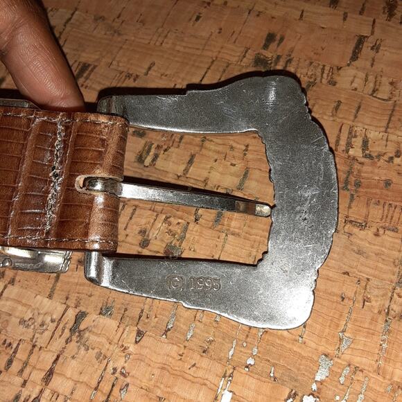 Brighton Size Large Brown Leather Belt with Silver Locket buckle vintage 95 37" - Picture 7 of 9